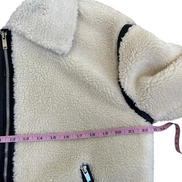 Copperose /Nasty Gal/ S-M Teddy Faux-Sherpa Aviator Jacket W Contrast Piping - Picture 13 of 16